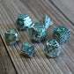 Metal Silver & Blue Stripped Dice Set for Dungeons and Dragons