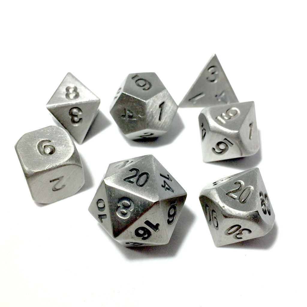 Metal PlateMetal Gray RPG Dice Set