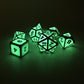 Metal Imperial Glow in the Dark Dice Set with Display Box