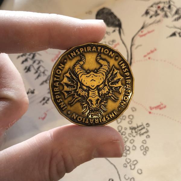 Inspiration Coin for Dungeons and Dragons, Size Comparison 