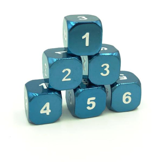 Metal Radiant Blue d6 Dice Set